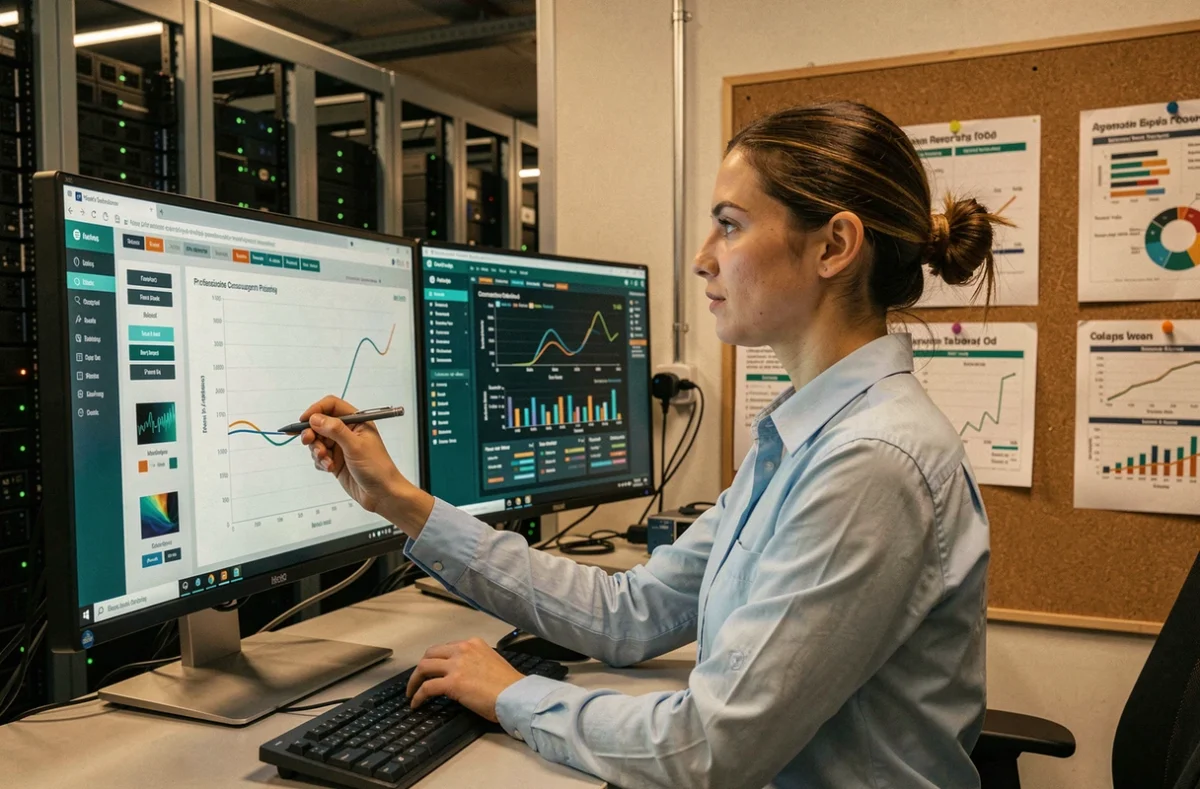 Ingénieure d'Energiency analysant des données d'efficacité énergétique industrielle grâce à l'intelligence artificielle à Rennes
