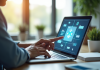 Espace de travail professionnel avec ordinateur et email interactif