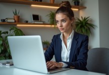 Sécurité web : tout savoir sur l’utilisation d’https en 2025 ! Jeune femme au bureau vérifiant un site sécurisé sur son ordinateur