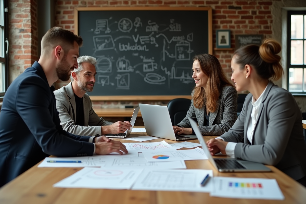 Groupe divers de professionnels collaborant autour d