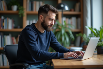 Homme barbu en train de configurer un VPN sur son ordinateur