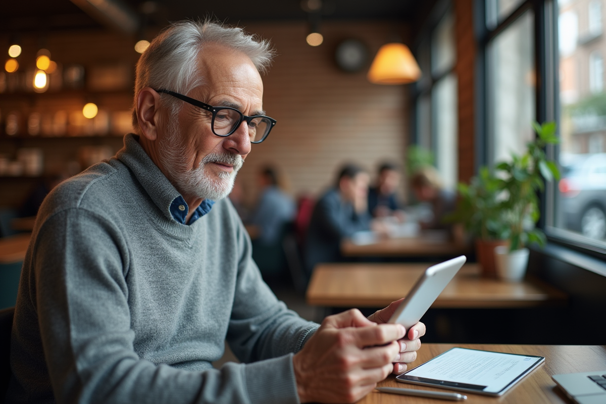 Homme utilisant la reconnaissance vocale en coworking
